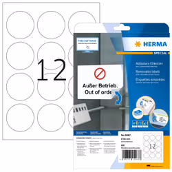 HERMA 5067, Bianco, Etichetta per stampante autoadesiva, A4, Carta, Laser/Inkjet, Rimovibile