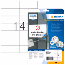 HERMA 5081, Bianco, Rettangolo, Rimovibile, Carta, Opaco, Laser/Inkjet