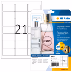 HERMA 8017, Trasparente, Etichetta per stampante autoadesiva, A4, Laser, Permanente, Lucida