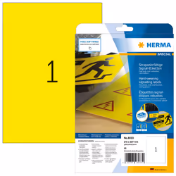 HERMA 8033, Giallo, Etichetta per stampante autoadesiva, A4, Laser, Permanente, Opaco