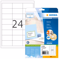 HERMA 8633, Bianco, Etichetta per stampante autoadesiva, A4, Carta, Laser/Inkjet, Permanente