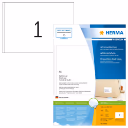 HERMA 8690, Bianco, Carta, Laser/Inkjet, Opaco, Permanente, Rettangolo