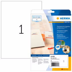 HERMA 8964, Trasparente, Etichetta per stampante autoadesiva, A4, Ad inchiostro, Permanente, Lucida