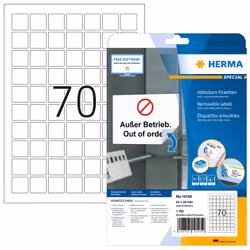 HERMA 10105, Bianco, Etichetta per stampante autoadesiva, A4, Carta, Laser/Inkjet, Rimovibile