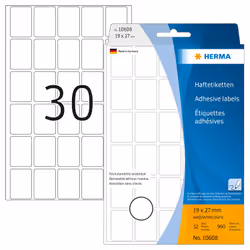 HERMA 10608, Bianco, Rettangolo, Germania, 19 mm, 27 mm, 960 pz