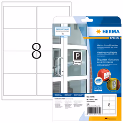 HERMA 10795, Bianco, Rettangolo con angoli arrotondati, Permanente, A4, Universale, Carta