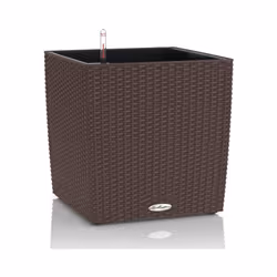 LECHUZA CUBE Cottage 40 All-in-One Set, Vaso a cubo, Libera installazione, Polipropilene (PP), Marrone, Interno/esterno, Nero