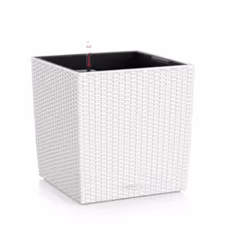 LECHUZA CUBE Cottage 50 All-in-One Set, Vaso a cubo, Libera installazione, Polipropilene (PP), Bianco, Interno/esterno, Nero