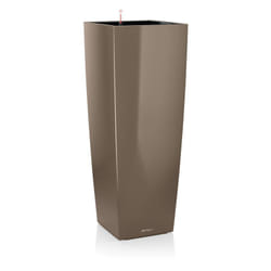 Vaso da interno e esterno cubico Premium Alto 40 cm - Tortora Lucido - Tortora Lucido