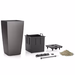 LECHUZA Cubico 22 Interno Tavolo con vaso Libera installazione Polipropilene (PP) Argento