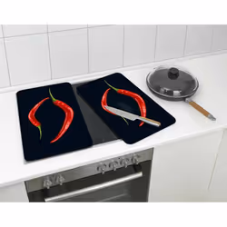 WENKO Pepperoni Duo tagliere da cucina Rettangolare Plastica, Vetro temperato Multicolore
