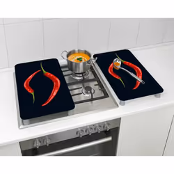 WENKO Pepperoni Duo tagliere da cucina Rettangolare Plastica, Vetro temperato Multicolore