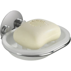 WENKO Portasapone da muro, portasapone Turbo-Loc® fissaggio senza foratura, Acciaio, 13x6x11 cm, Lucido