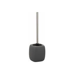 Wenko - Portaspazzolino wc in Ceramica Faro, spazzolino wc nero, Ceramica, ø 12x40 cm, grigio