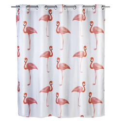 WENKO 22480100 tenda per doccia Occhiello Poliestere Rosa, Bianco