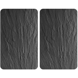 Copertura universale xl per piano cottura in ardesia, set da 2, adatta a tutti i tipi di fornelli, nero, vetro temperato multicolore, plastica (tpe)