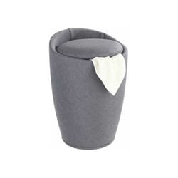 Wenko - Sgabello portabiancheria Candy grigio effetto lino