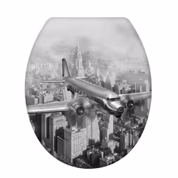 WENKO Old-Time Plane, Allungato, Seduta morbida per wc, Grigio, Duroplast, 2,06 kg, 37,5 cm