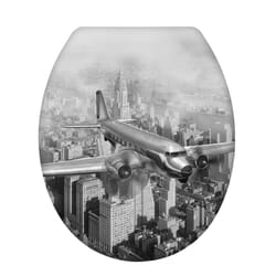 WENKO Old-Time Plane Seduta morbida per wc Duroplast Grigio