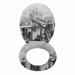 WENKO Old-Time Plane Seduta morbida per wc Duroplast Grigio