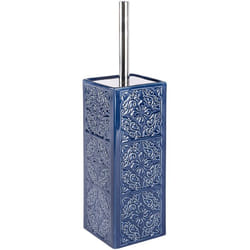 WENKO Spazzola WC in ceramica Cordoba, spazzola WC in silicone, spazzola WC nera, Ceramica, 35x9,5x9,5cm, blu scuro