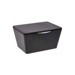 Wenko - Scatola con coperchio Brasil, Cestino per la conservazione, cestino per il bagno con coperchio, Plastica (pet), 19 x 10 x 15,5 cm, Nero