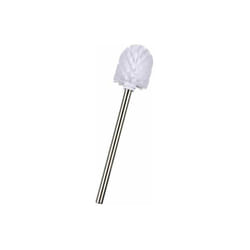 Wenko - Spazzola wc di ricambio per porta-spazzola wc con manico in acciaio inossidabile lucido, Polipropilene, ø 8x35 cm, bianco