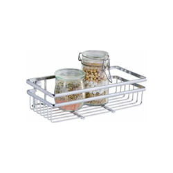 Wenko - Mensola da cucina a muro Style, possibile installazione senza foratura con adattatore Loc, in metallo, 25x12x7 cm, colore argento