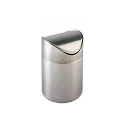 Wenko - Piccolo cestino da bagno, cestino con coperchio basculante, Otranto, capacità 3L, acciaio inox, ø16x23,5 cm, opaco