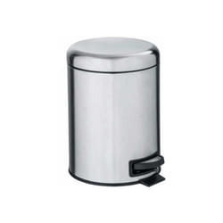 Wenko - Pattumiera a pedale Leman, piccola pattumiera per il bagno, capacità 3L, acciaio inossidabile, 17x25x22,5 cm, opaco