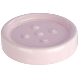 Wenko - Portasapone Polaris rosa pastello ceramica, Ceramica, 11 x 2.5 x 11 cm, Rosa