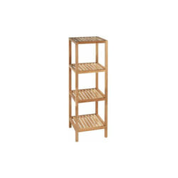 Wenko - Scaffale in legno, mobile con 4 ripiani per il bagno, Norway, in noce, 36x112x36cm, Marrone