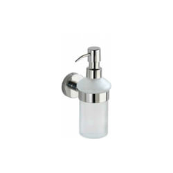 Wenko - Distributore di sapone liquido da parete Bosio shine, in vetro con fissaggio in acciaio inox, capacità 200 ml, 7x18x11 cm, lucido