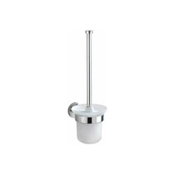 Wenko - Porta spazzolino da wc da muro Bosio Shine, in acciaio inox e vetro, 10x35x14 cm, lucido