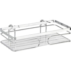 Mensola da parete per bagno Premium, cestino da doccia da parete senza foratura con adattatore non incluso, acciaio inossidabile, 24x6,5x13,5 cm,