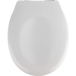 Wenko - Copriwater con freno di caduta 'Easy Close' Savio, fissaggio in plastica cromata, antibatterico, Duroplast, 35 x 44,5 cm, Bianco