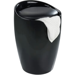Wenko - Sgabello Cesto per la biancheria, cesto per la biancheria e sgabello per il bagno Candy, cuscino rimovibile, Plastica, 20 litri, ø 36x50,5