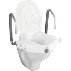 Wenko - Rialzo wc per adulti con braccioli Secura, Rialzo per toilette per adulti 10 cm, Montaggio rapido e semplice, Plastico - Alluminio,