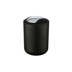 Wenko - Cestino da Bagno, Mini Cestino da Bagno con Coperchio Basculante, Brasil s, capacità 2L, plastica pet infrangibile, ø14x21 cm, Nero