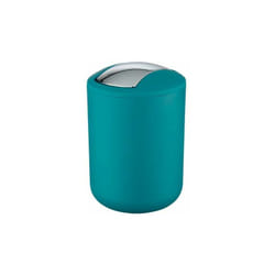 Wenko - Cestino da Bagno, Mini Cestino da Bagno con Coperchio Basculante, Brasil s, capacità 2L, plastica pet infrangibile, ø14x21 cm, Turchese