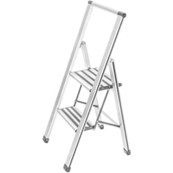 Scaletta pieghevole aluminio 2 gradini bianca Wenko