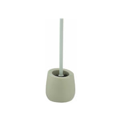 Wenko - Portaspazzolino wc in ceramica Badi, spazzolino wc in silicone nero con testa in silicone ø 7,5 cm, antiaderente, Ceramica, ø 13,5 x 38 cm,