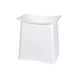 WENKO Sgabello Cesto per Biancheria Wing, cesto per biancheria sporca con sacco rimovibile, carico 120kg, capacità 33L, Plastica, 45x48x33 cm, Bianco