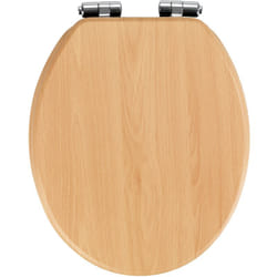 WENKO Copriwater con freno di caduta, Copriwater effetto legno, fissaggio in acciaio inossidabile, MDF, 35,5x42,5 cm, marrone
