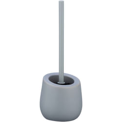 Wenko - Portaspazzolino wc in ceramica Badi, spazzolino wc in silicone nero con testa di spazzolino wc in silicone ø 7,5 cm, antiaderente, Ceramica,