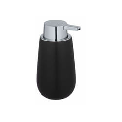Wenko - Dispenser per Sapone Liquido Badi, Capacità 320 ml, Ceramica, 9,5x16x8 cm, Nero Opaco