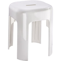 Wenko - Sgabello da bagno, sgabello da doccia antiscivolo, Alaska, Capacità 120 kg, Plastica, 37x45,5x37 cm, bianco