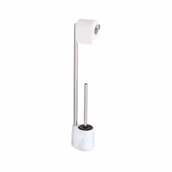 Piantana portarotolo Adrada; Portarotolo in acciao INOX e resine termoplastiche effetto marmo; Dimensioni 9,5 x 72 x 13 centi ...