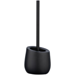 Wenko - Portascopino wc Badi, scopino wc in silicone nero, ceramica, ø 13,5x38 cm, nero opaco