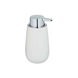 Wenko - Dispenser per Sapone Liquido Badi, Capacità 320 ml, Ceramica, 9,5x16x8 cm, bianco opaco